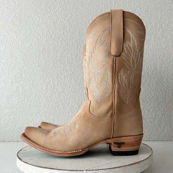 Lane SANDAGA Midi Womens Cowboy Boots 7 Cowgirl Western Tan Suede Leather Short - Picture 4 of 11